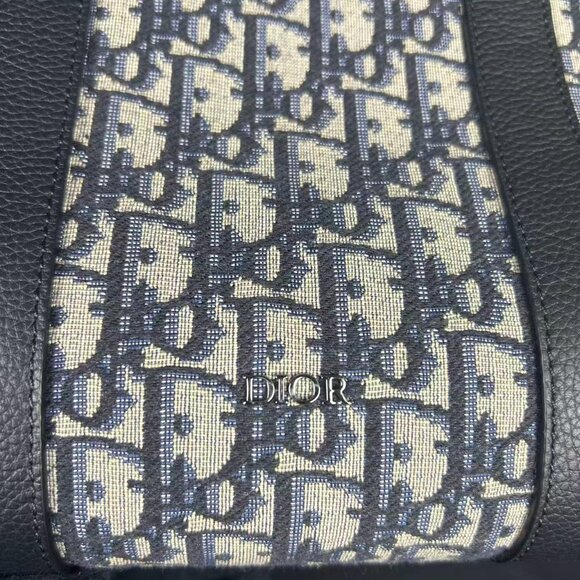 Christian Dior Oblique Canvas 48H Travel Duffle Bag Navy Blue with Shoulder Stra - Picture 6 of 11